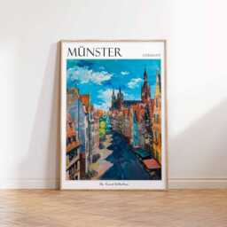 M??nster Germany Travel Poster Prinzipalmarkt & Cathedral Art Print - thumbnail 3