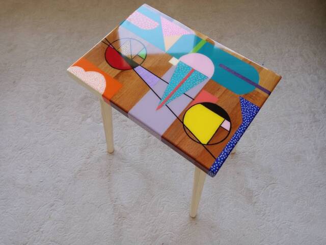 Handmade Resin Coffee Table Small Wooden Boho Side Table - image 1