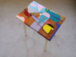 Handmade Resin Coffee Table Small Wooden Boho Side Table