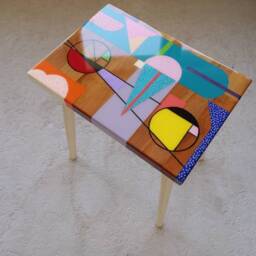 Handmade Resin Coffee Table Small Wooden Boho Side Table - thumbnail 4