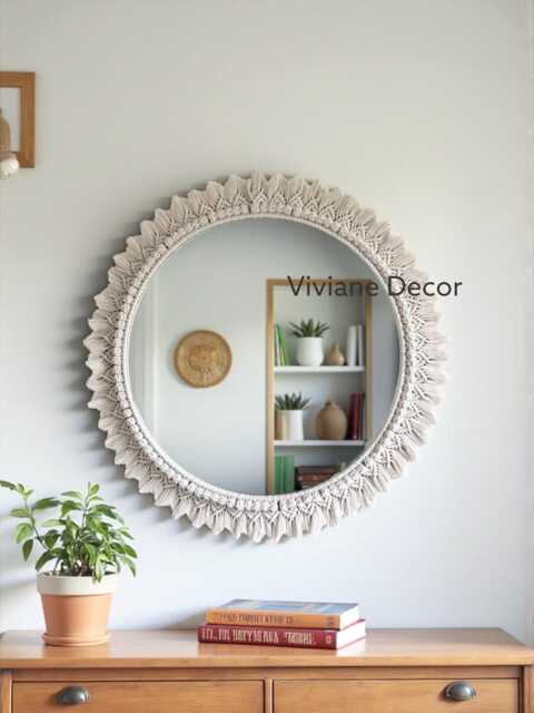Macram?? Sunflower Mirror , Mandala Wall Decor Macrame Wreath Custom Birthday Present Wedding Next Day Shipping - image 1