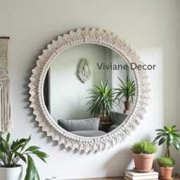 Macram?? Sunflower Mirror , Mandala Wall Decor Macrame Wreath Custom Birthday Present Wedding Next Day Shipping - thumbnail 3