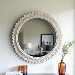 Macram?? Sunflower Mirror , Mandala Wall Decor Macrame Wreath Custom Birthday Present Wedding Next Day Shipping - thumbnail 2
