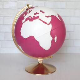 Painted Globe Travel Decor Pink Gold Globes Tween Girls Room Teen Girl Adventure Home World Maps Magenta Fuchsia Birthday Gifts - thumbnail 3