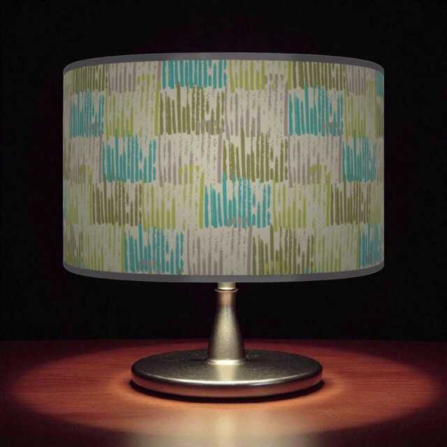 Abstract Lampshade - Teal Blue & Olive Green Drum Pendant Light Handmade Modern Ceiling Shade For Artistic Home Decor - image 1