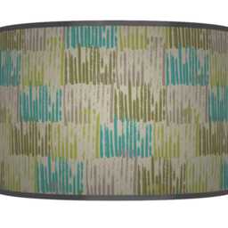 Abstract Lampshade - Teal Blue & Olive Green Drum Pendant Light Handmade Modern Ceiling Shade For Artistic Home Decor - thumbnail 3