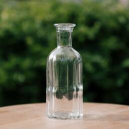 Vintage Style Ribbed Glass Bud Vase 19cm Clear Bottle - thumbnail 1