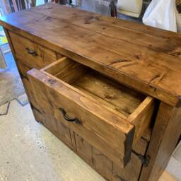 Sideboard Cupboard With Drawers Rustic Solid Wood Handmade Oak Pine Walnut Colours - thumbnail 3