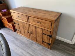 Sideboard Cupboard With Drawers Rustic Solid Wood Handmade Oak Pine Walnut Colours - thumbnail 1