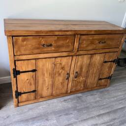 Sideboard Cupboard With Drawers Rustic Solid Wood Handmade Oak Pine Walnut Colours - thumbnail 2