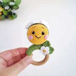 Neutral Bee Baby Gift For New Mom, Bee Small Toy & Booties, Cheer Up Box Pregnant Friend - thumbnail 3