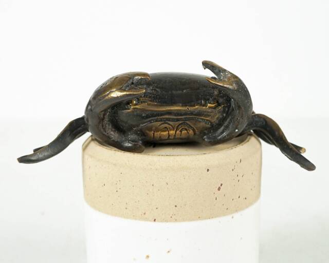 Bronze Crab Statue, 1.4 Inch Animal Figurine, Ocean, Handmade, Miniature, Ornament, Unique, Room Decor, Office Memorial Gift - image 1