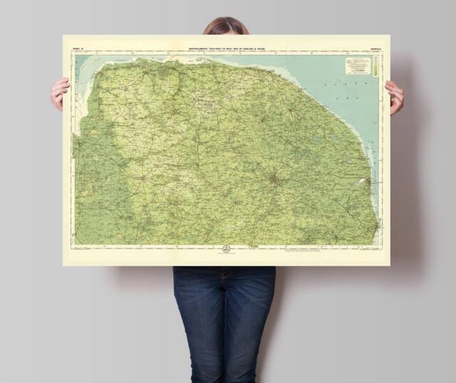 Old Norfolk Map - 1903 English Maps Bartholomew Poster Wall Art Print - image 1
