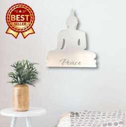 Buddha Acrylic Mirror Wall Art - Personalized Engraving Available - thumbnail 1