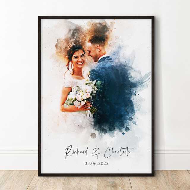 Personalised Wedding Portrait, Painting From Photo, Custom Watercolour Print, Couple Anniversary, Handmade Illustration, Gift Her Him [Fbk] - image 1