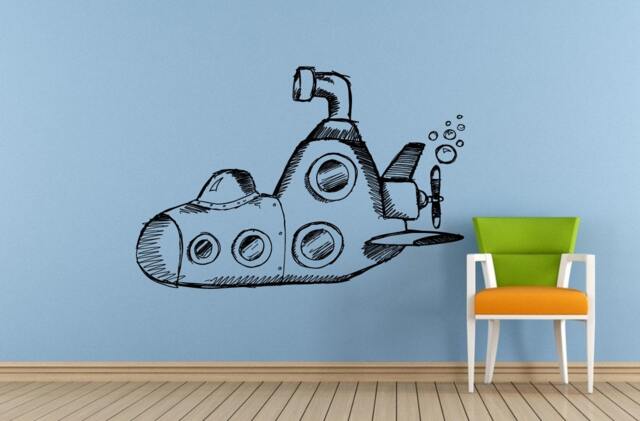 Submarine Under Water Navy Sail Boat Old Ship Yat Liner Ocean Sea Lake River Transport Wall Decal Vinyl Sticker Mural Room Decor L1700 - image 1