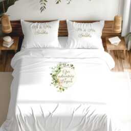 Personalised Wedding Bedding Set - Custom Mr & Mrs Duvet Cover Pillowcase Gift Keepsake Set - thumbnail 2