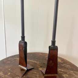Taper Candle Stands A Set Of Holiday Tablescape Candleholders in Rust Metal - thumbnail 2
