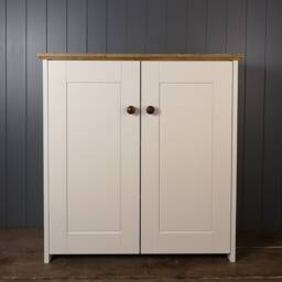 4 Shelf Tall Cupboard With Storage Shelves & Panel Style Soft Close Doors. Shoe Rack Cabinet For Hallway Living Dining Room Or Study - thumbnail 3