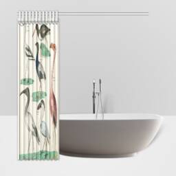Zoology Birds Plate Animal Shower Curtain - thumbnail 3