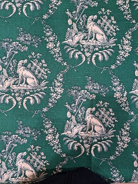 Brunschwig & Fils Hunting Toile-Single Sided Decorative Throw Pillow Cover Hand Printed Dog Linen Fabric - image 1
