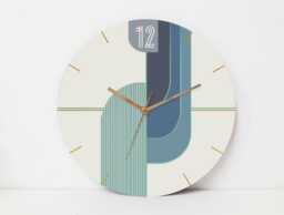 Geometric Wall Clock, Art Minimalist Clock For Home Decor, Decorative Silent Wood Wall Clock, Scandinavian - thumbnail 1