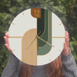 Geometric Wall Clock, Art Minimalist Clock For Home Decor, Decorative Silent Wood Wall Clock, Scandinavian - thumbnail 3