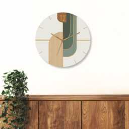 Geometric Wall Clock, Art Minimalist Clock For Home Decor, Decorative Silent Wood Wall Clock, Scandinavian - thumbnail 4