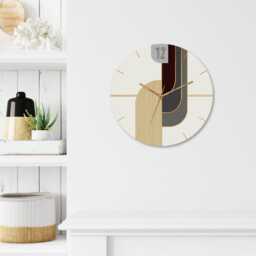 Geometric Wall Clock, Art Minimalist Clock For Home Decor, Decorative Silent Wood Wall Clock, Scandinavian - thumbnail 2