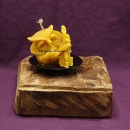 "Natural Beeswax Candle ""Owl On Violin" - thumbnail 3