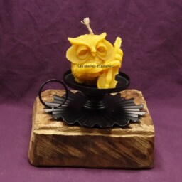 "Natural Beeswax Candle ""Owl On Violin" - thumbnail 2