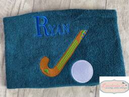 Personalised Hockey Towel, Embroidered Stick, Ball Custom Stick Name Sports Towel Name, Gifts - thumbnail 1