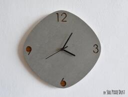Concrete & Wood Oval Rhombus Wall Clock - Modern Home Decor Gift Idea Minimalist Art Housewarming