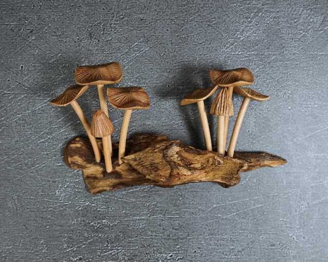 Wood Carving Mushroom Wall Decor Hanging Fairy Figurine 8 - image 1