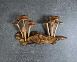 Wood Carving Mushroom Wall Decor Hanging Fairy Figurine 8 - thumbnail 1