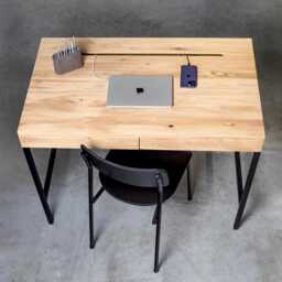 Solid Oak Wood Writing Desk Scandinavian Farmhouse Style