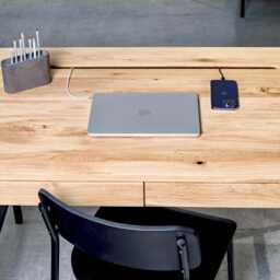 Solid Oak Wood Writing Desk Scandinavian Farmhouse Style - thumbnail 4