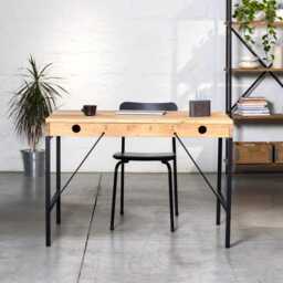 Solid Oak Wood Writing Desk Scandinavian Farmhouse Style - thumbnail 3