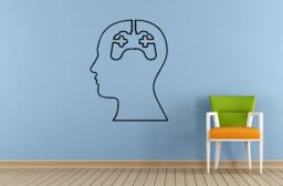 Play Game Video Games Button Over Controller Joystick Consul Room Brain Mind Wall Vinyl Mural Art Decor Decal Sticker L1638 - thumbnail 1