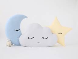 Baby Boy Pillows Moon Cloud Star Cushion Gray Nursery Decor Kids Room Ideas Crib Cot Gift Newborn Birthday Toddler Infant Teepee Decorative - thumbnail 1