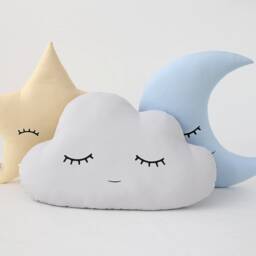 Baby Boy Pillows Moon Cloud Star Cushion Gray Nursery Decor Kids Room Ideas Crib Cot Gift Newborn Birthday Toddler Infant Teepee Decorative - thumbnail 2