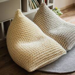 Ivory Bean Bag Chair, Bedroom Reading Accent Floor Pillow, Housewarming Gift, Birthday Unfilled - thumbnail 3
