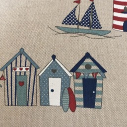 "2 X Linen Look Beach Hut Print Cushion Covers 16"" 18"" 20"" 22" - thumbnail 3