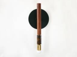 Walnut & Tiger Eye Gemstone Sconce Light Wooden Wall Fixture Bedside Lamp Vanity