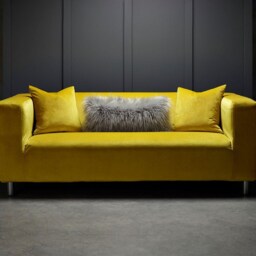 Lemon Yellow Velvet Cushion Double Sided Feather Filled Pillow - 45 X 45cm - thumbnail 2