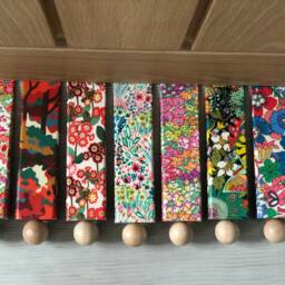 Liberty Fabric Door Stop Wedge Recycled Hardwood With Wooden Knob Freepost - thumbnail 2