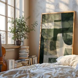 Greenabstract Print Contemporary Minimalist Shape Painting Modern Home Gift Geometric Pattern Artwork Sophisticated Art Neutral Tones - thumbnail 2