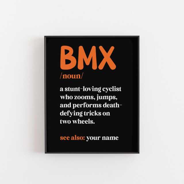 Bmx Definition Wall Art - Cool Print For Kids Room Or Teen Bedroom, Freestyle Biker Gift, Dirt Bike Stunt Quote Poster, Personalised - image 1