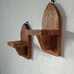 Handmade Reclaimed Wood Wall Sconce Candle Holder Pair Gothic Moroccan Style - thumbnail 2