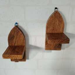 Handmade Reclaimed Wood Wall Sconce Candle Holder Pair Gothic Moroccan Style - thumbnail 3
